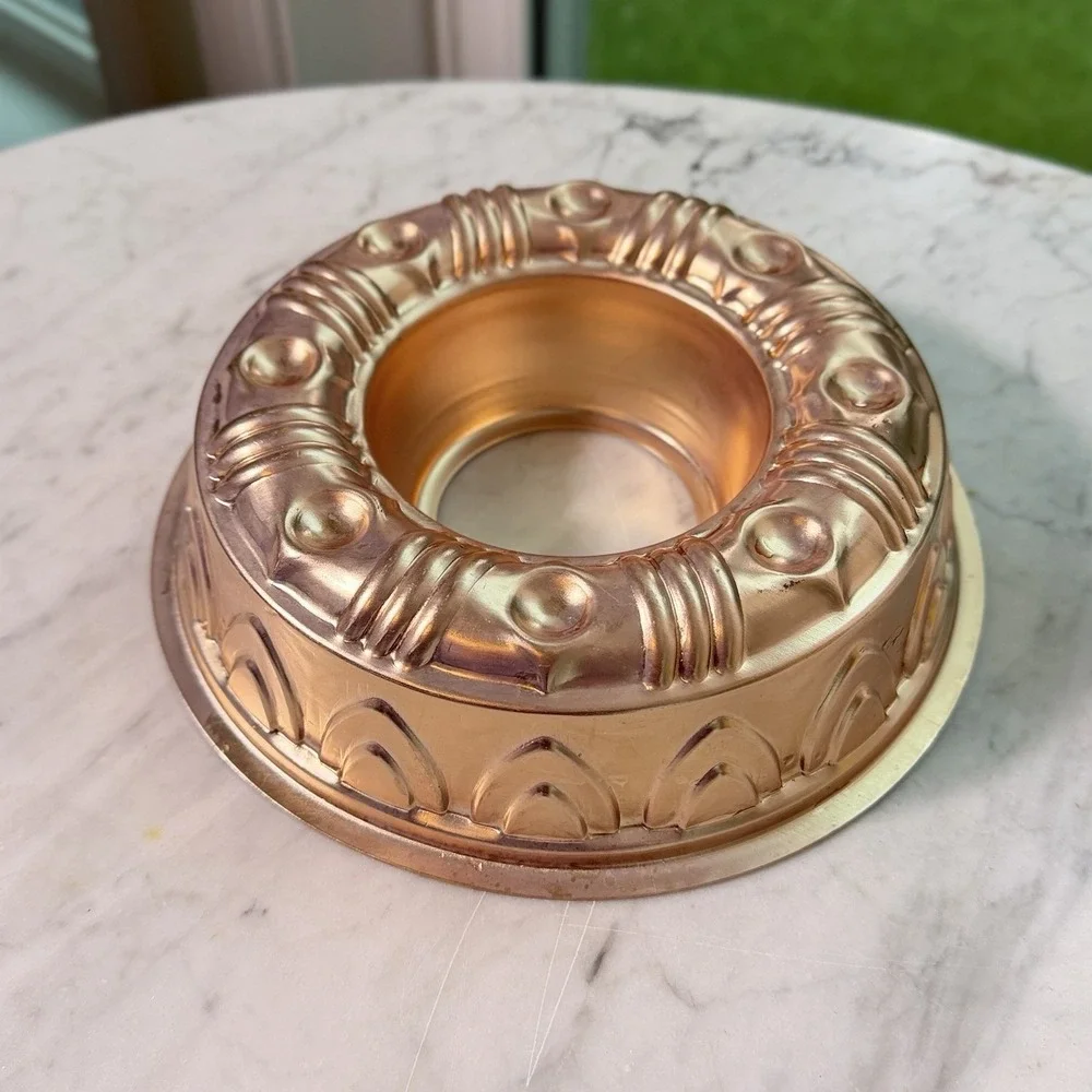 Vintage 70s Copper Bunt‎ Pan Jello Mold Wall Hanging Round  3.5 Cups